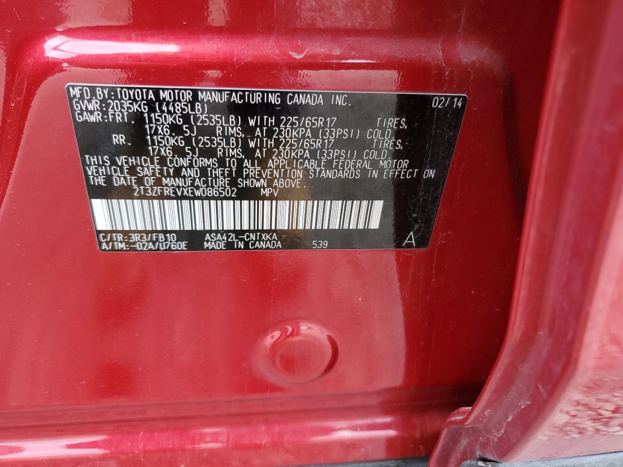 2014 TOYOTA RAV4 LE photo 14
