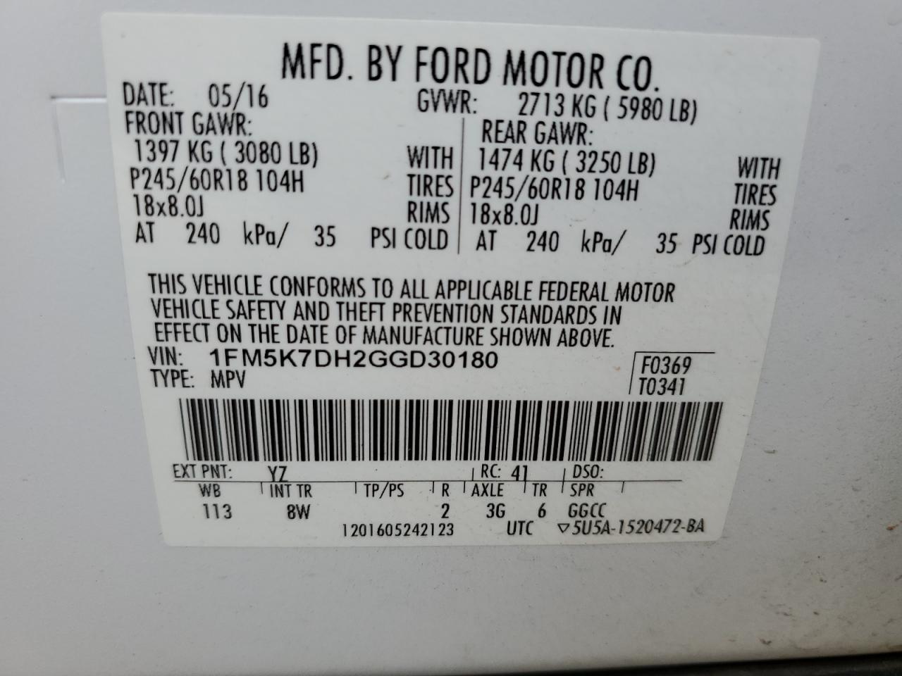 2016 FORD EXPLORER XLT photo 37
