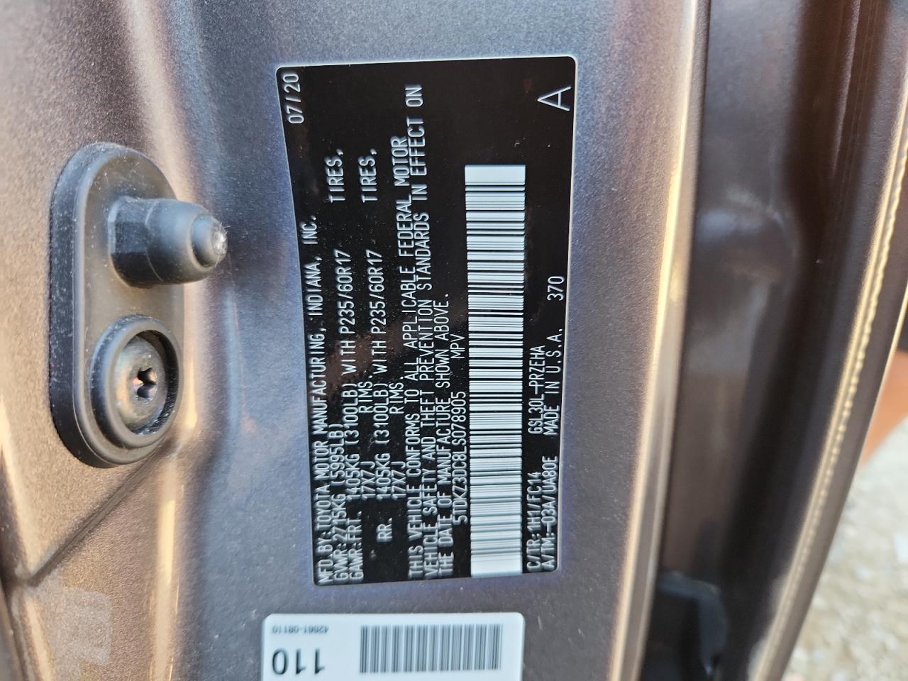 2020 TOYOTA SIENNA photo 14