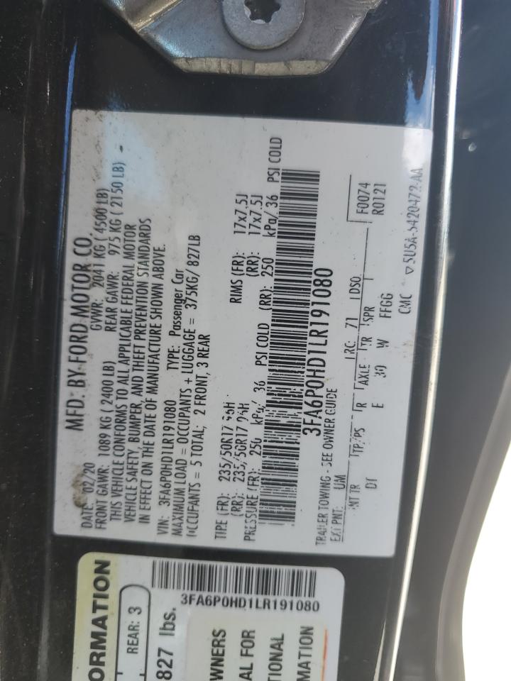 2020 FORD FUSION photo 12