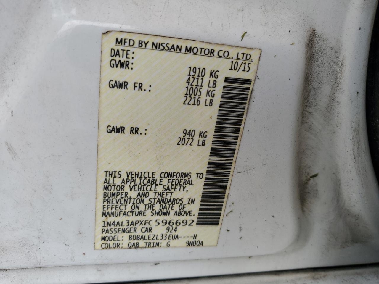2015 NISSAN ALTIMA 2.5 photo 23