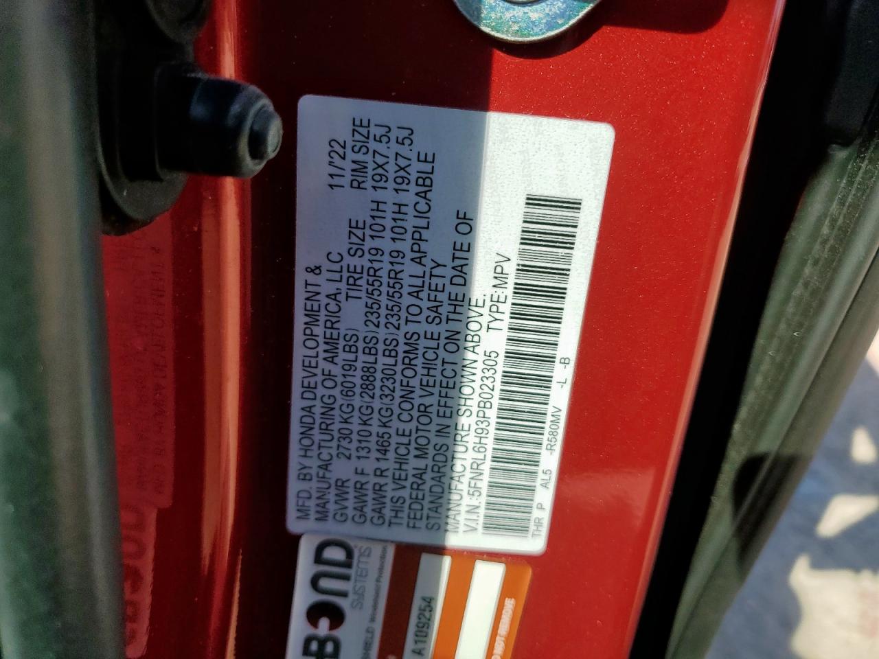 2023 HONDA ODYSSEY ELITE photo 13