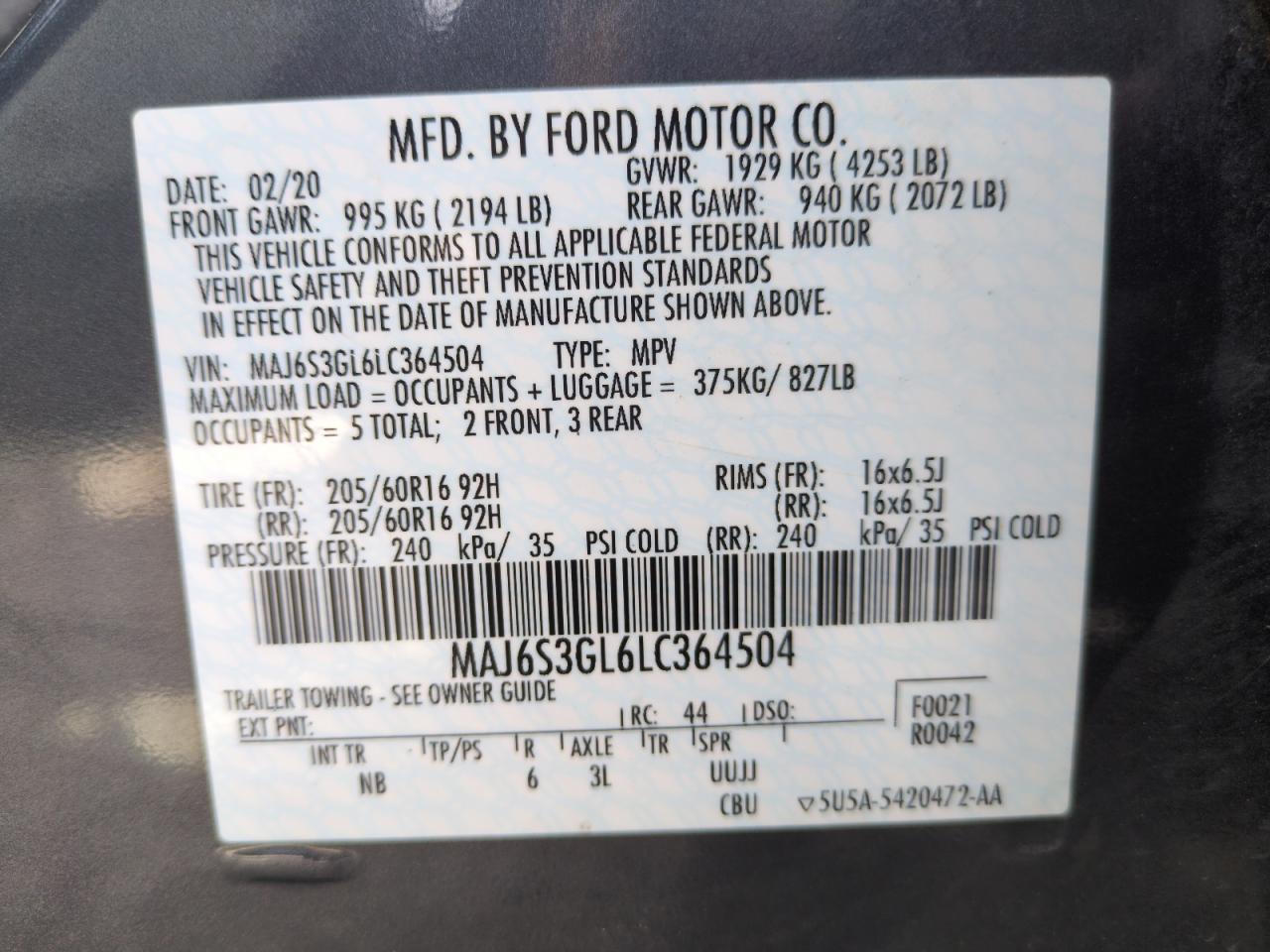 2020 FORD ECOSPORT SE photo 37