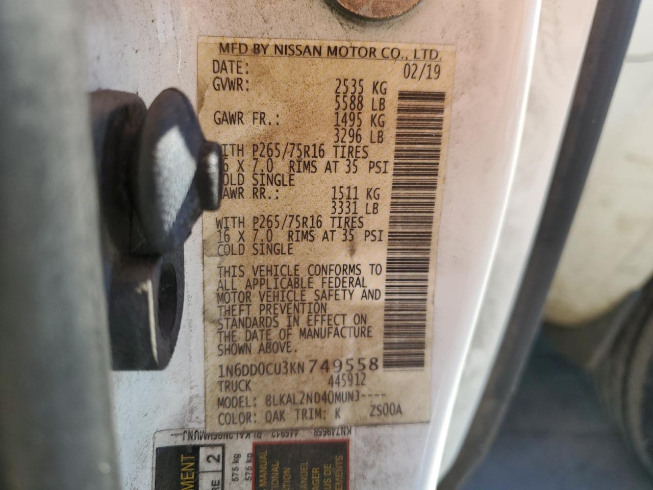 2019 NISSAN FRONTIER SV photo 13