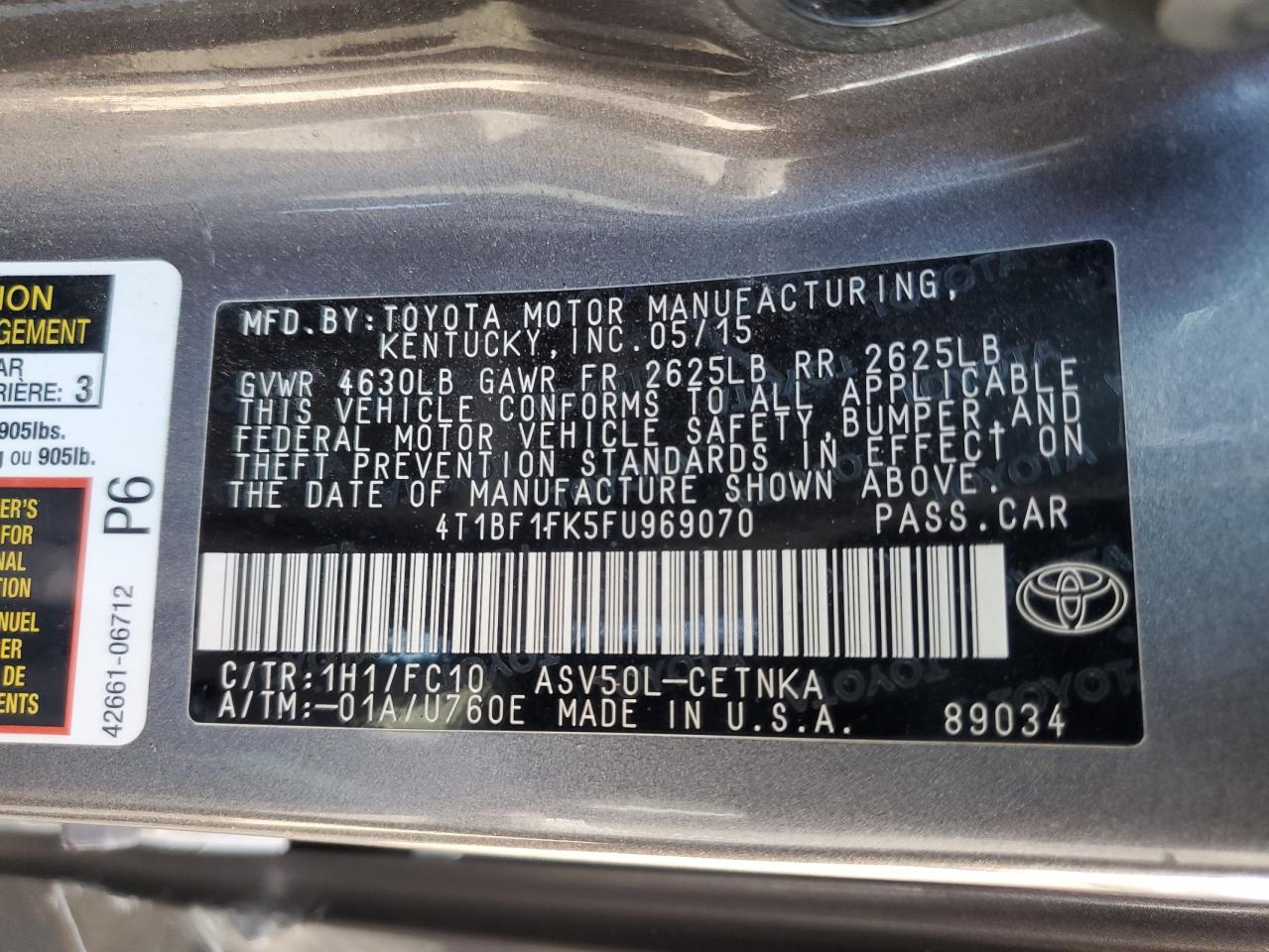 2015 TOYOTA CAMRY LE photo 34