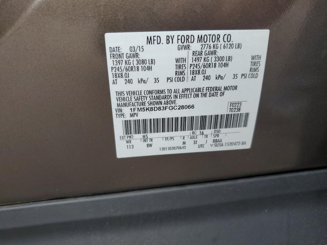 2015 FORD EXPLORER XLT photo 12