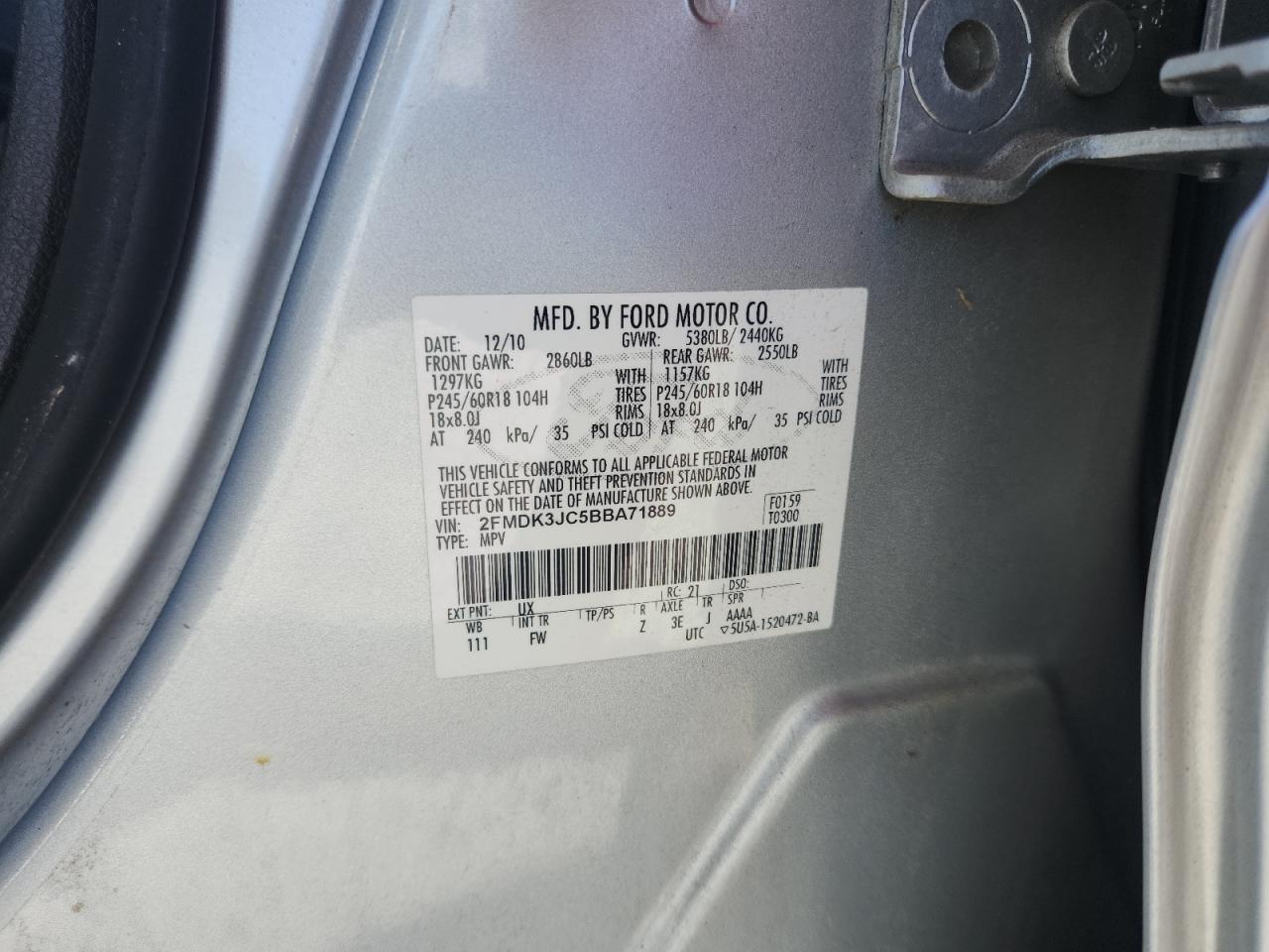 2011 FORD EDGE SEL photo 25