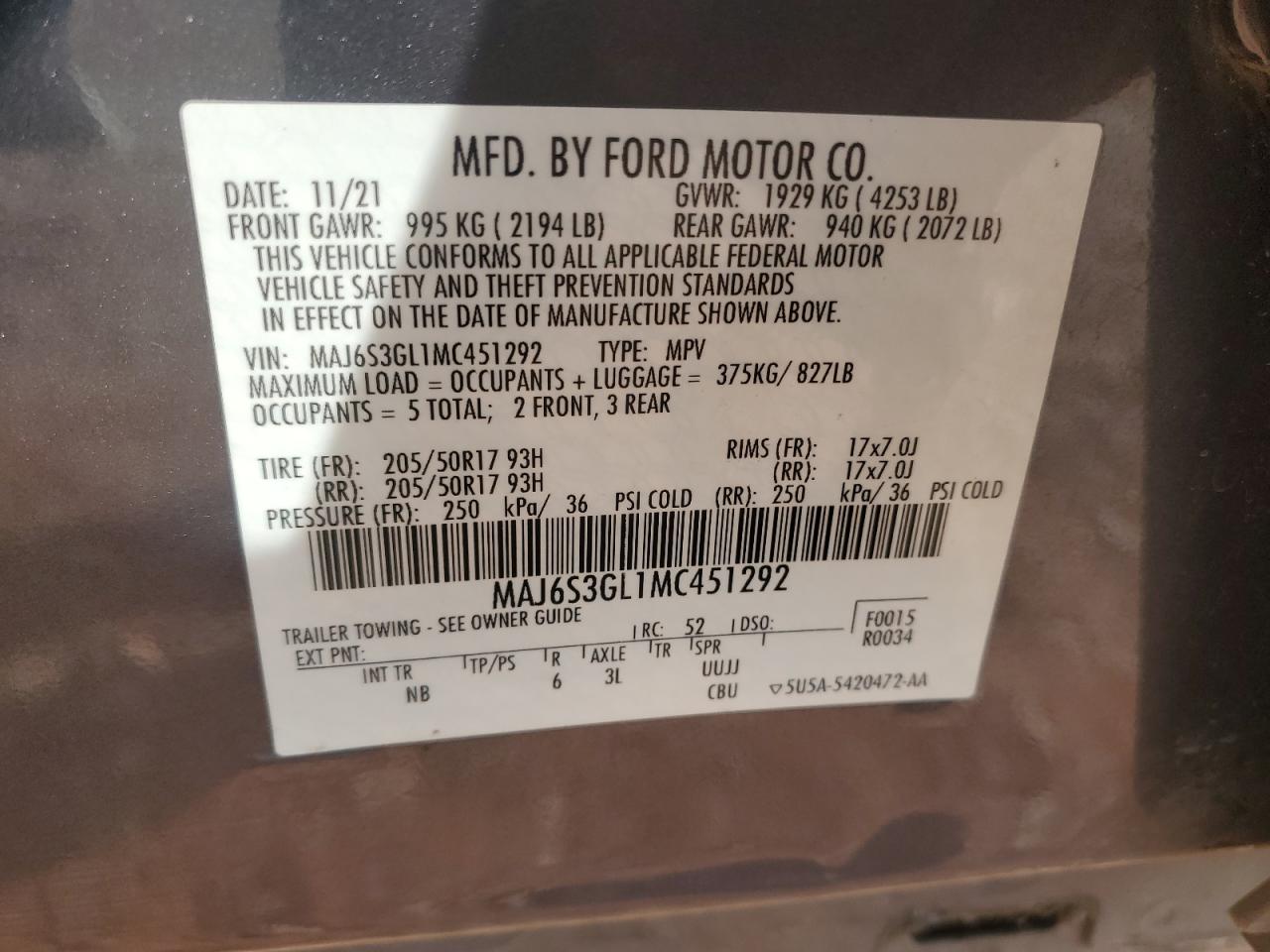 2021 FORD ECOSPORT SE photo 37