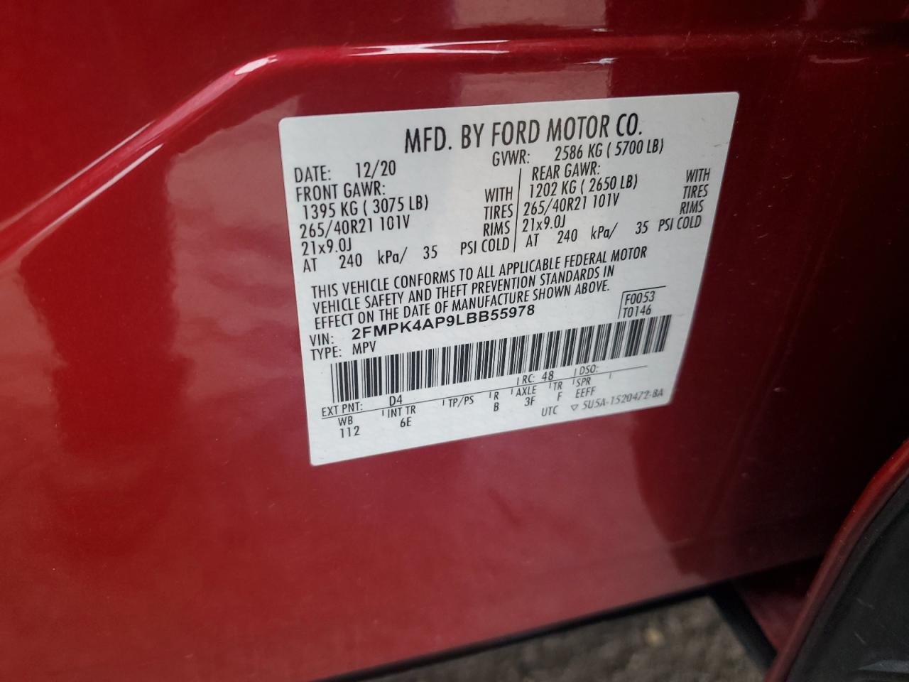 2020 FORD EDGE ST photo 12
