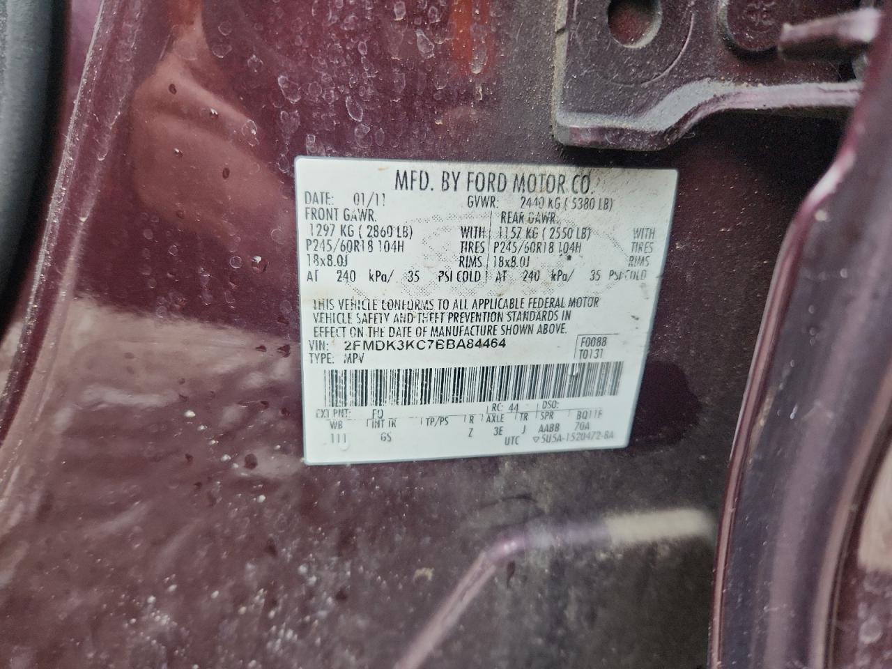 2011 FORD EDGE LIMITED photo 13