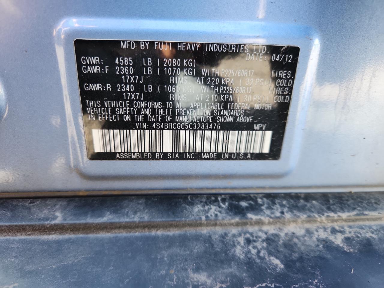 2012 SUBARU OUTBACK photo 12