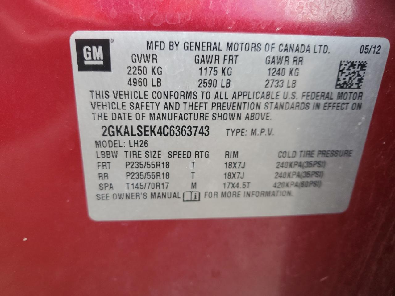 2012 GMC TERRAIN SLE photo 37