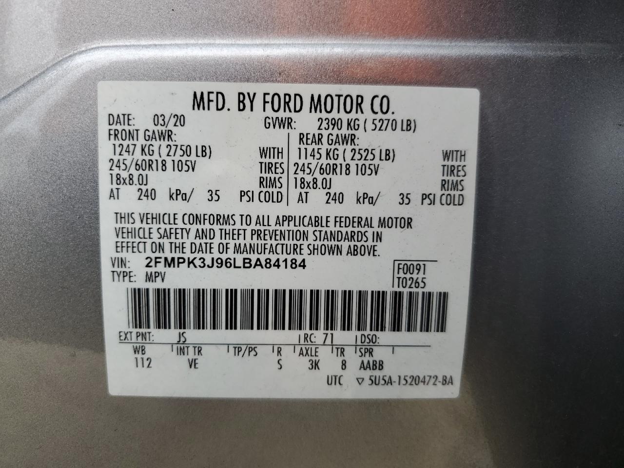 2020 FORD EDGE SEL photo 25
