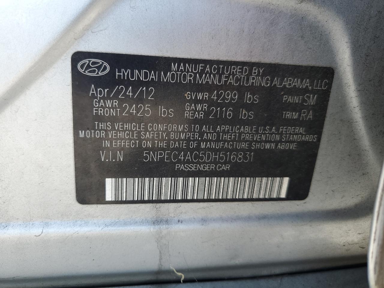 2013 HYUNDAI SONATA SE photo 12