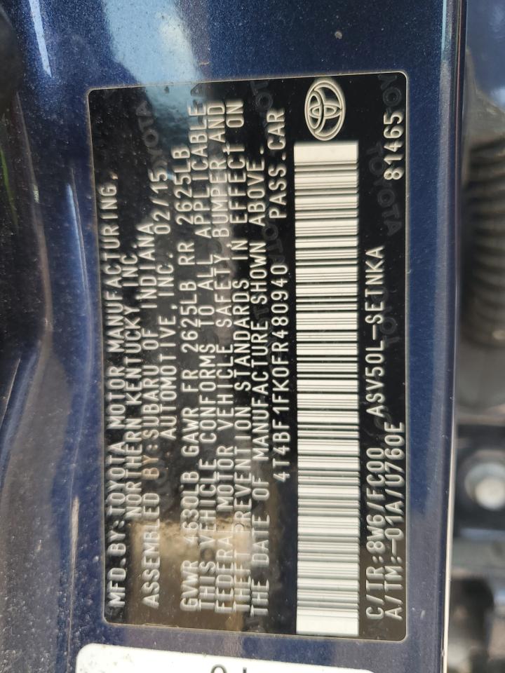 2015 TOYOTA CAMRY LE photo 12