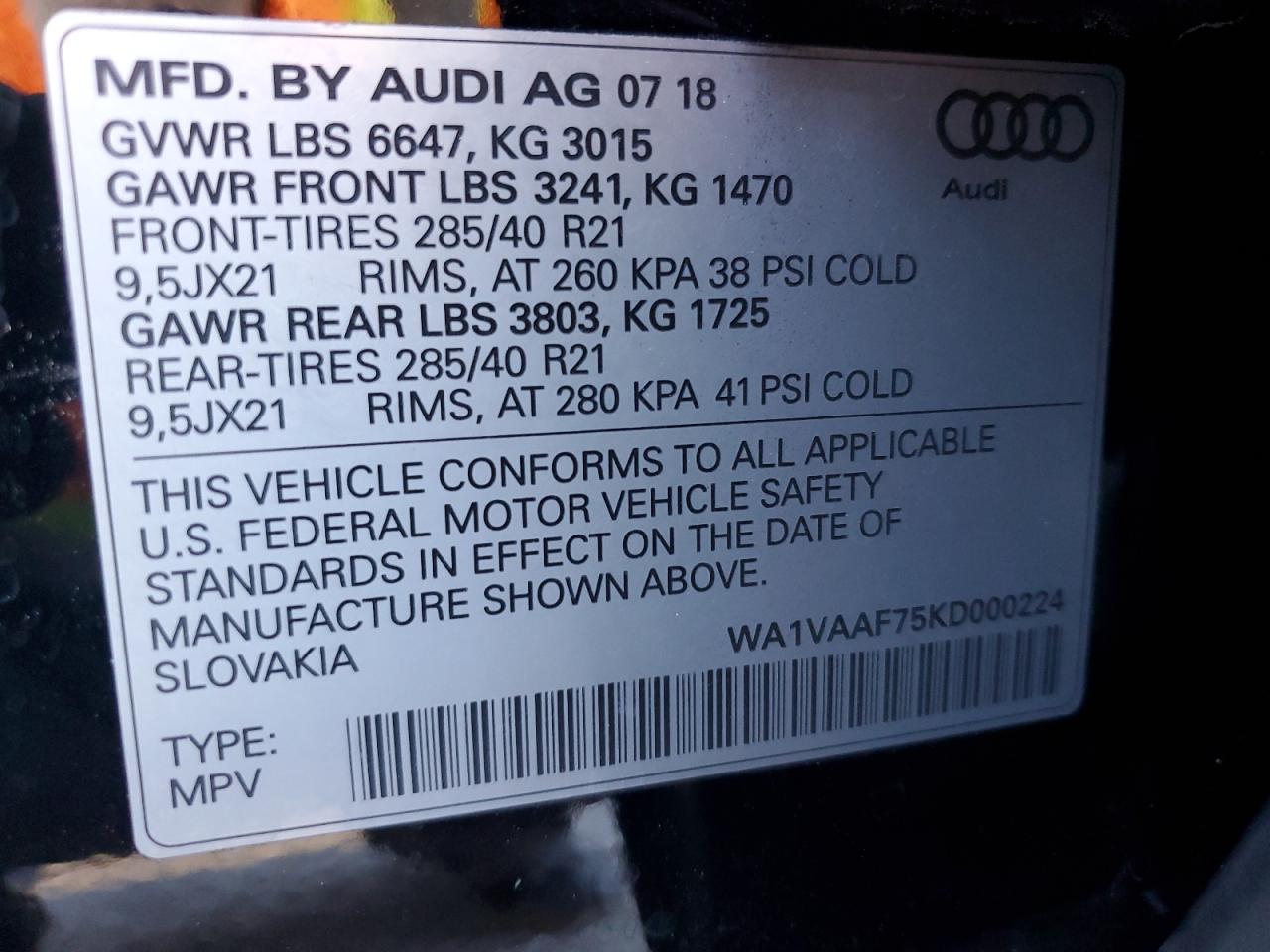 2019 AUDI Q7 PRESTIGE photo 40