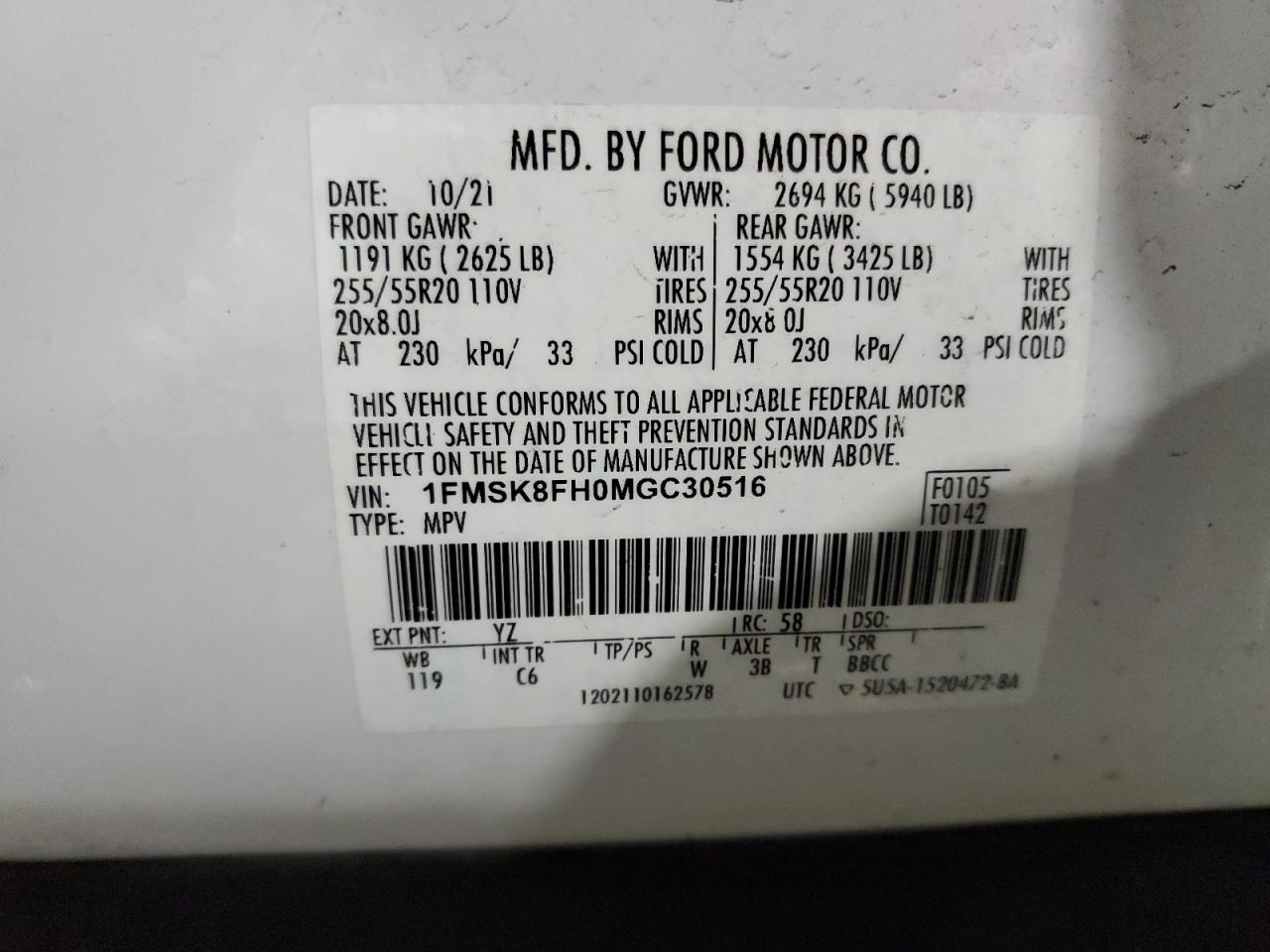 2021 FORD EXPLORER LIMITED photo 13