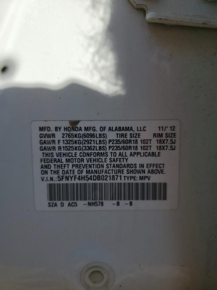2013 HONDA PILOT EXL photo 12