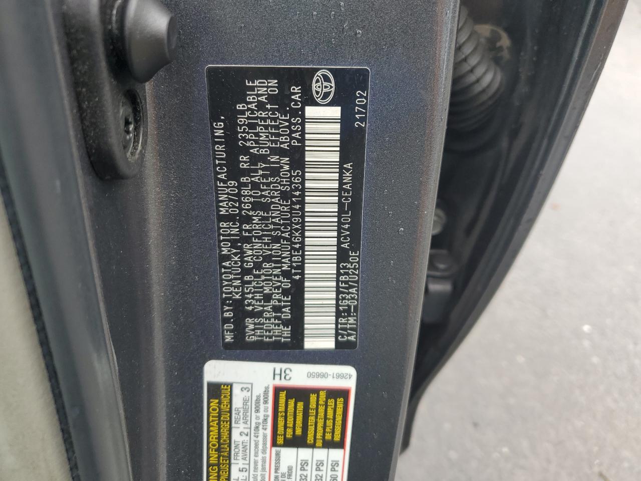 2009 TOYOTA CAMRY LE photo 34