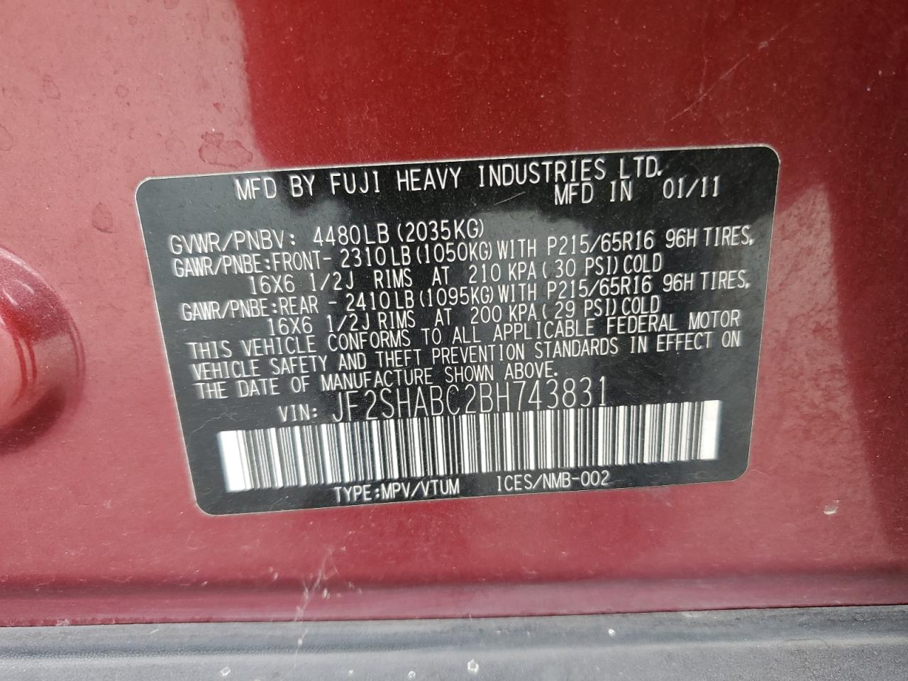 2011 SUBARU FORESTER 2.5X photo 25
