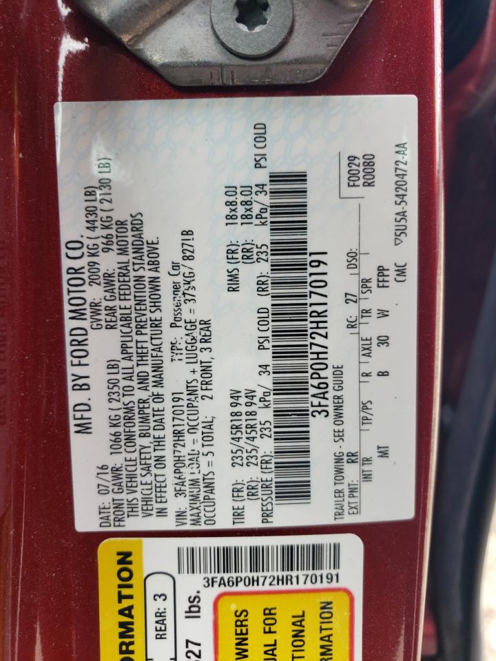 2017 FORD FUSION SE photo 23