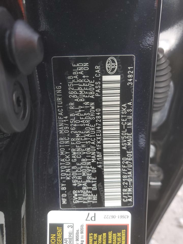 2014 TOYOTA CAMRY L photo 12