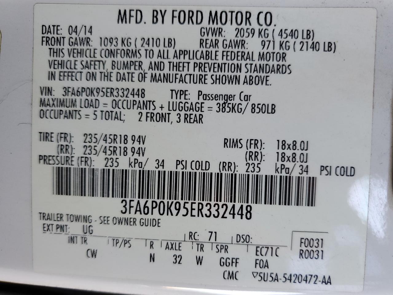 2014 FORD FUSION TITANIUM photo 34