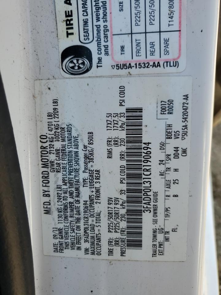 2012 FORD FUSION HYBRID photo 12