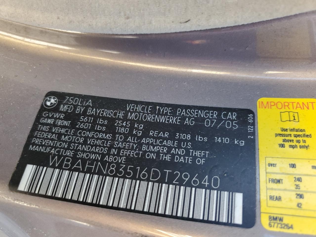 2006 BMW 750 LI photo 12