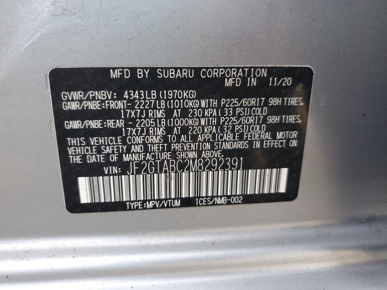 2021 SUBARU CROSSTREK photo 12