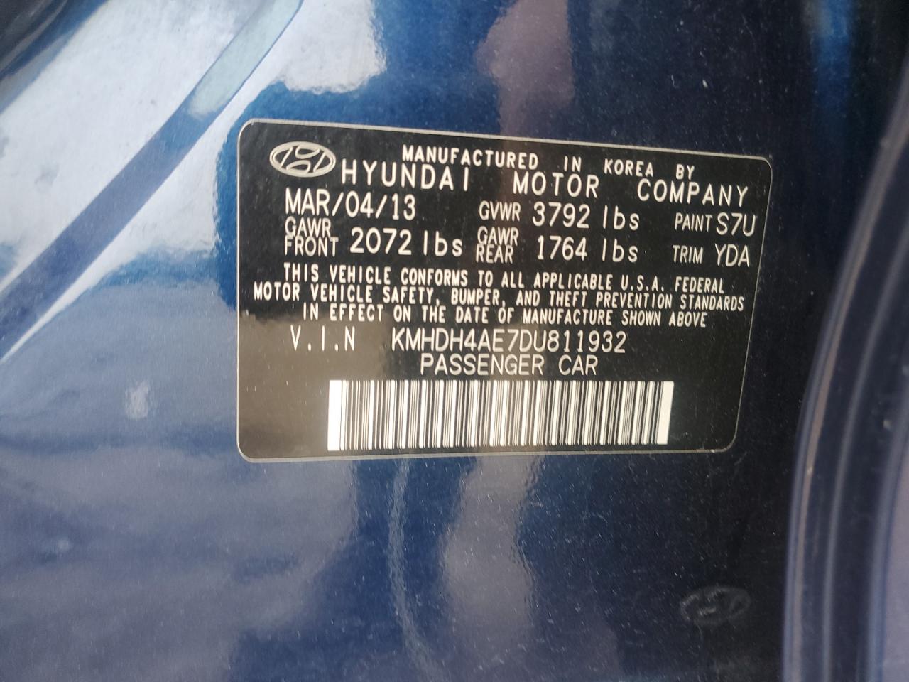 2013 HYUNDAI ELANTRA GLS photo 22