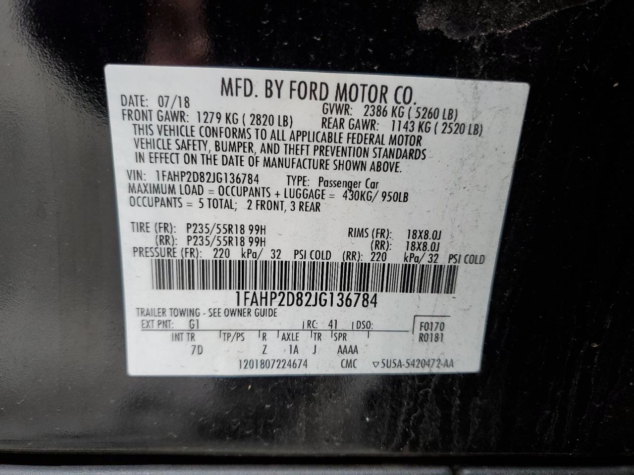 2018 FORD TAURUS SE photo 25
