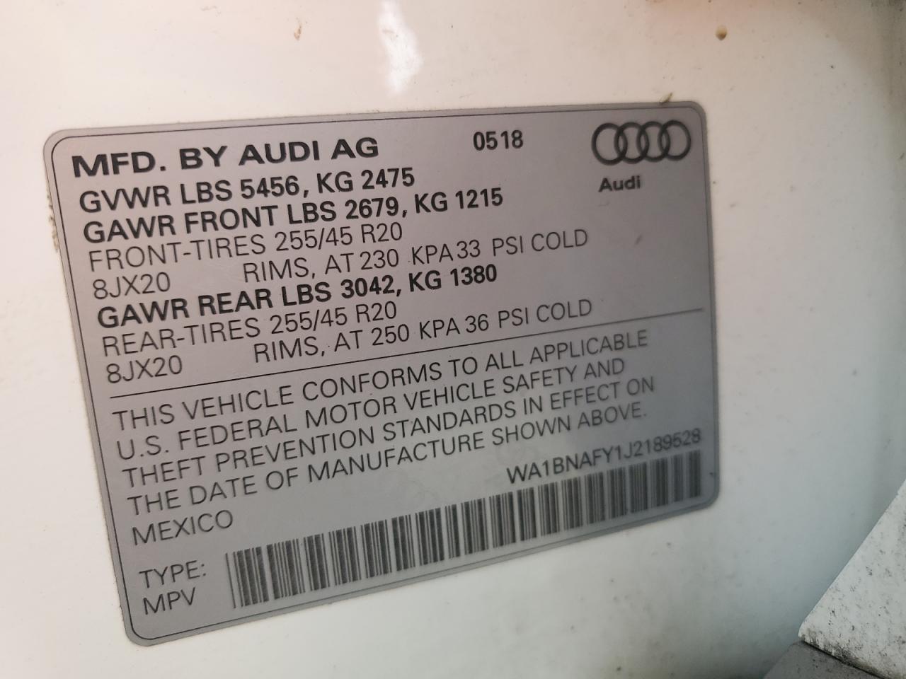2018 AUDI Q5 PREMIUM PLUS photo 13