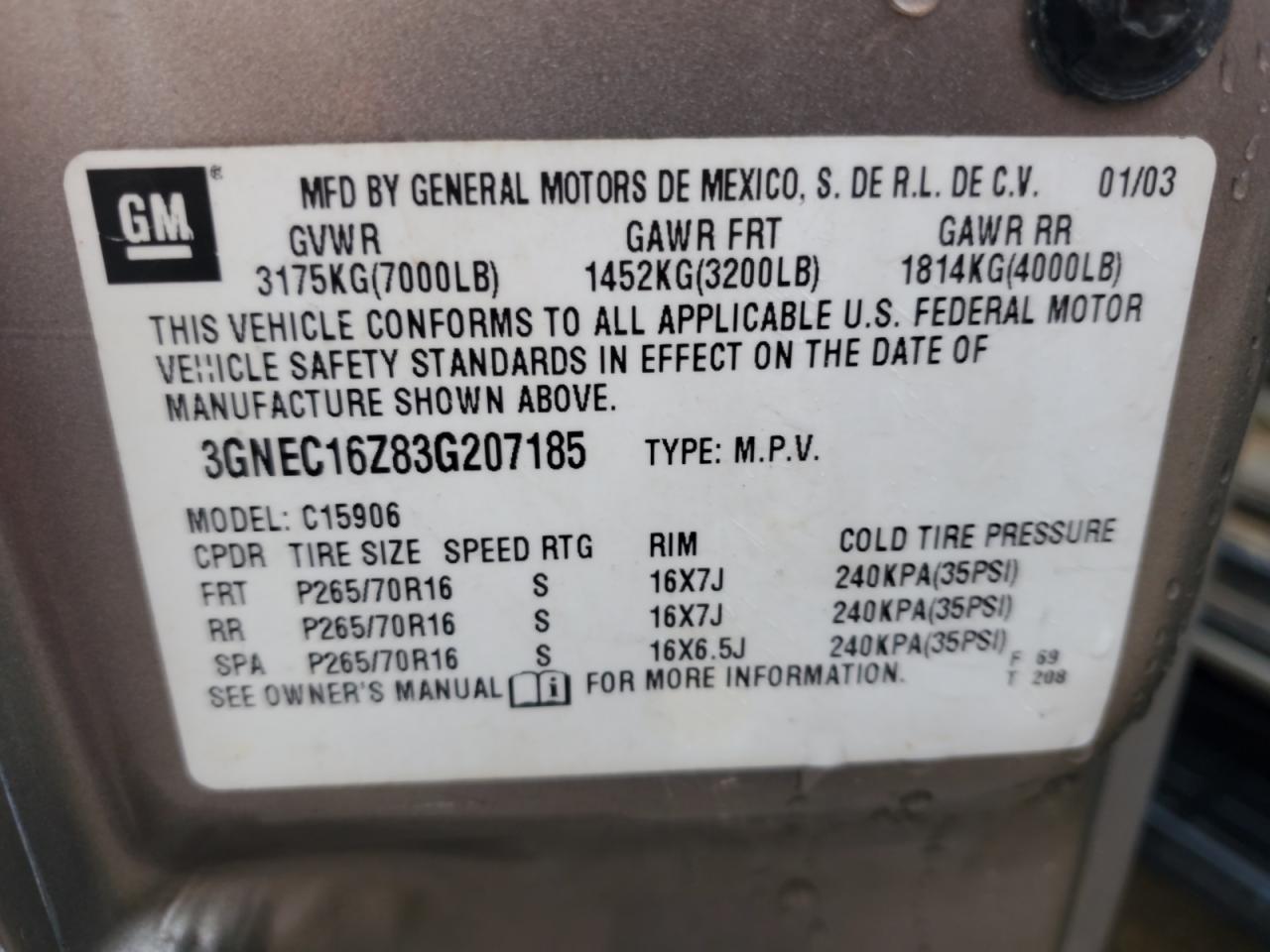 2003 CHEV SUBURBAN LS 1500 photo 25