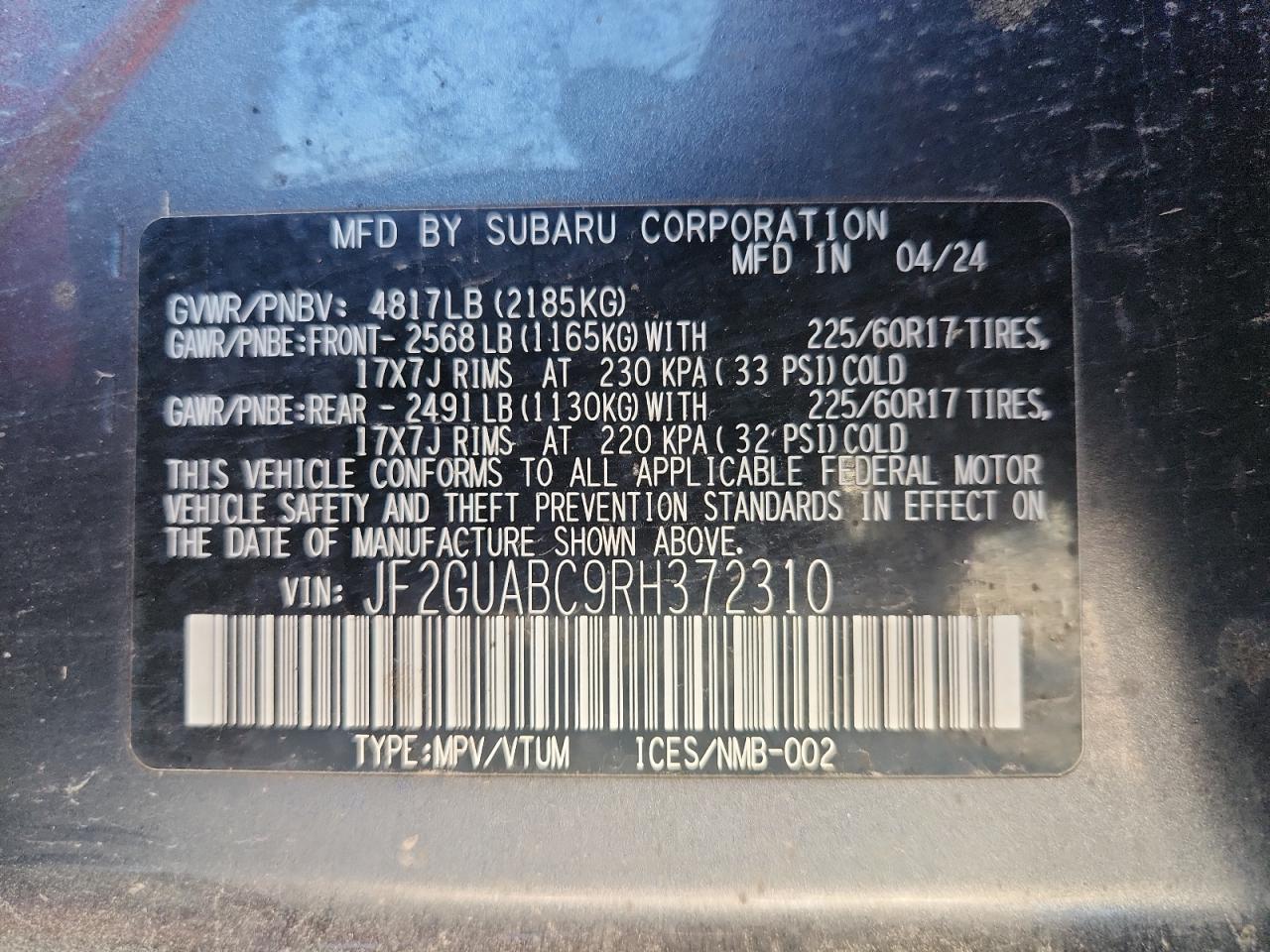 2024 SUBARU CROSSTREK photo 12