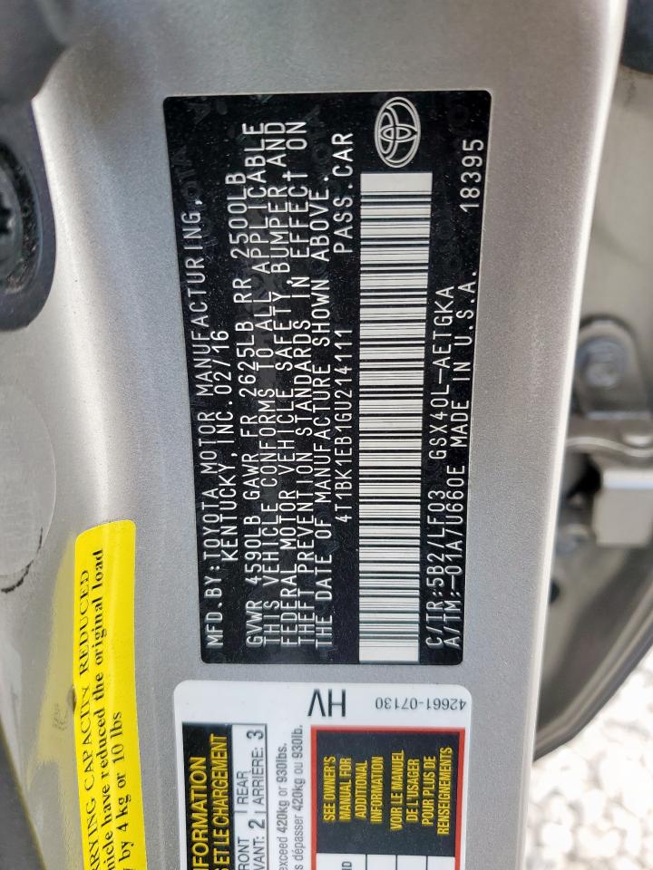 2016 TOYOTA AVALON XLE PREMIUM photo 25