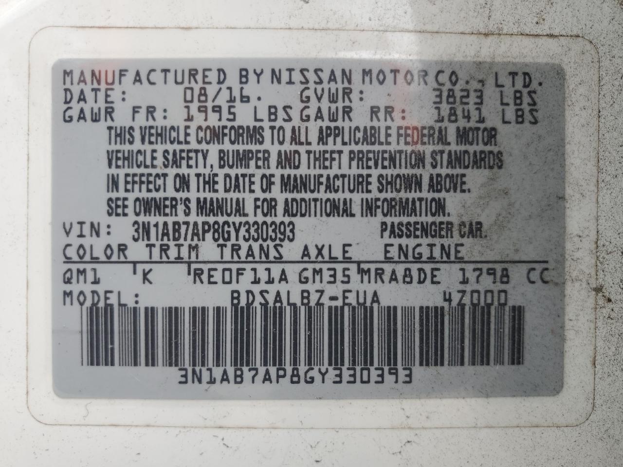 2016 NISSAN SENTRA S photo 37