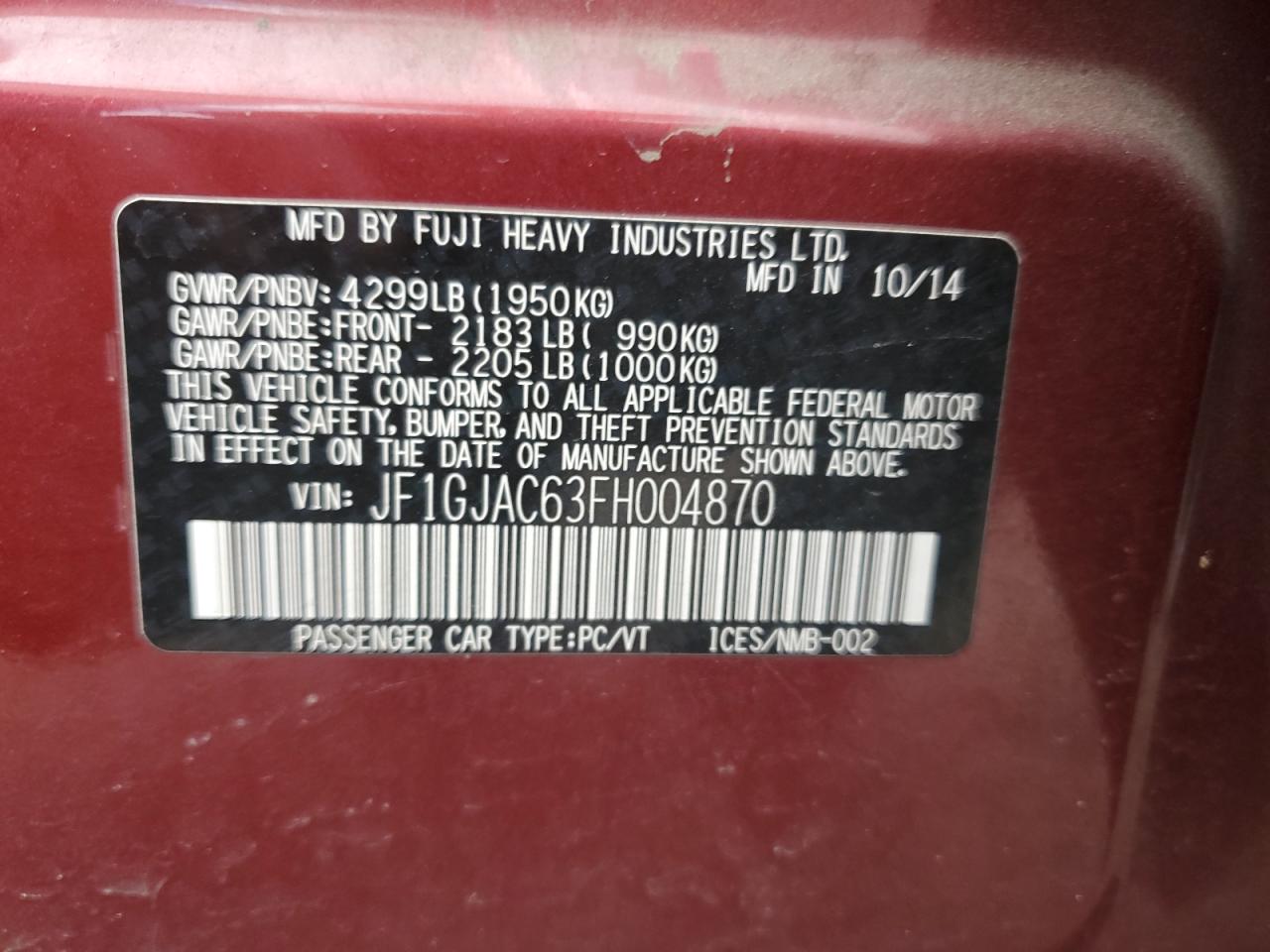 2015 SUBARU IMPREZA PREMIUM photo 12