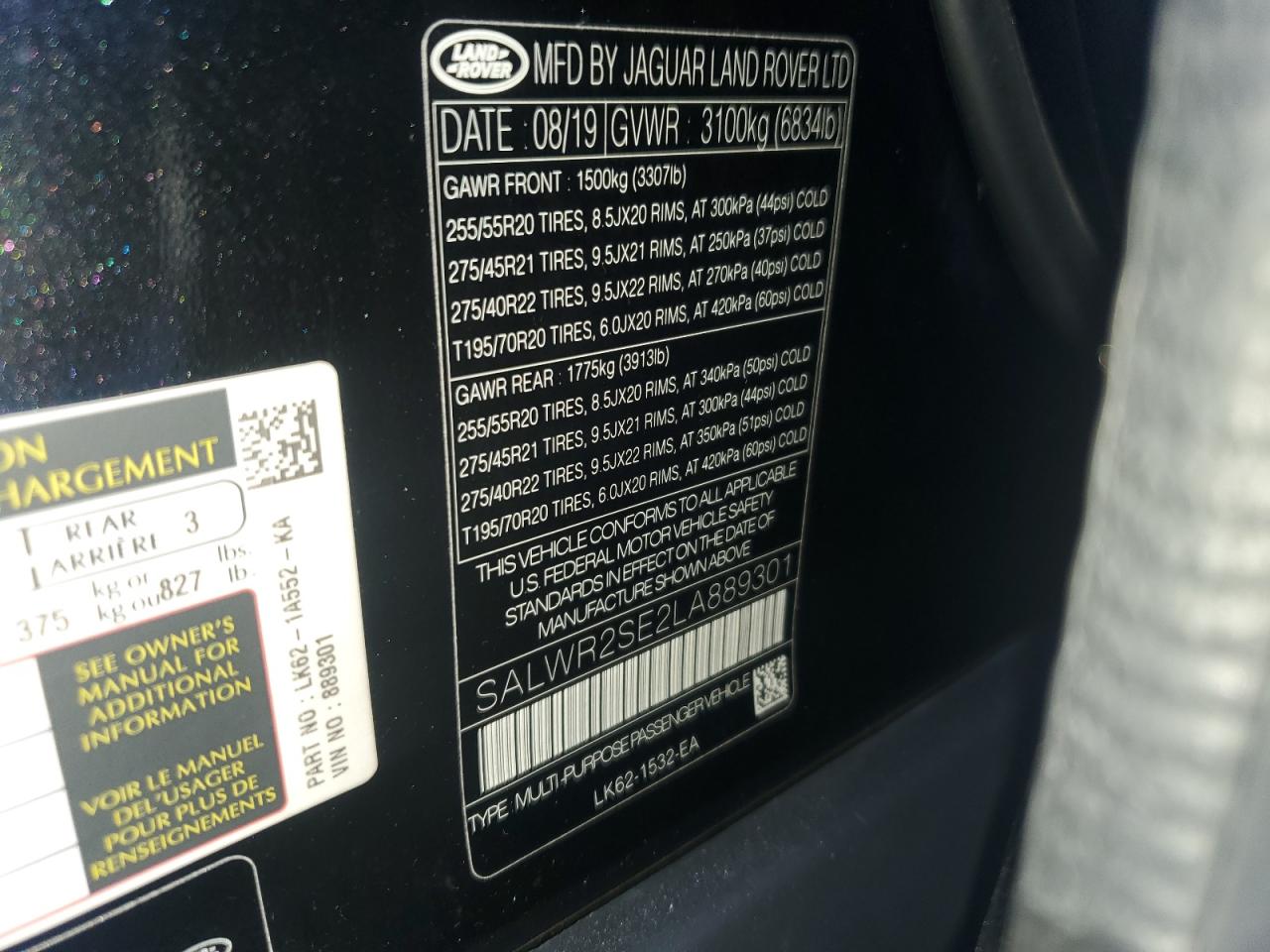 2020 LAND ROVER RANGE ROVER SPORT P525 HSE photo 27