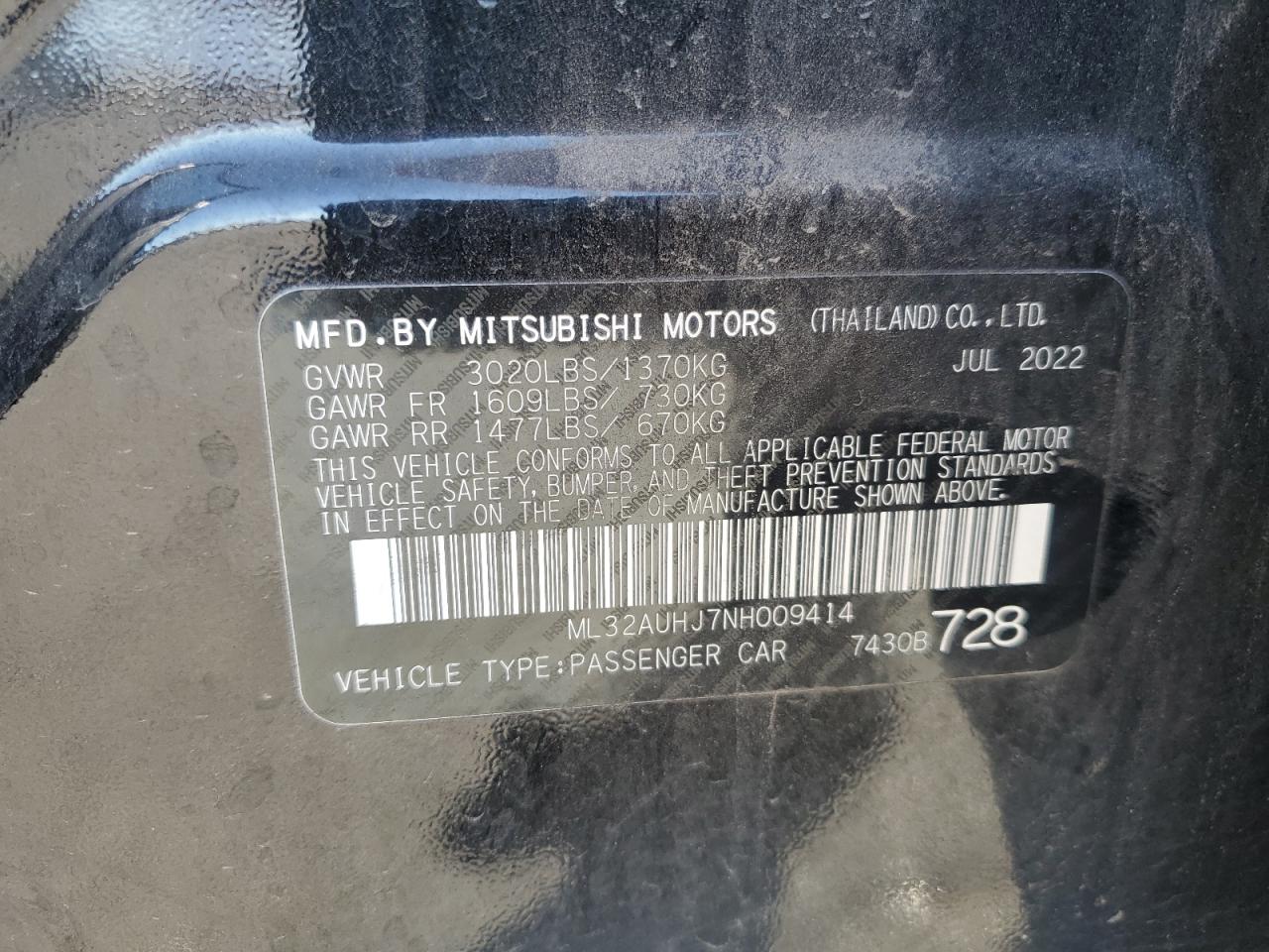 2022 MITSUBISHI MIRAGE ES photo 23