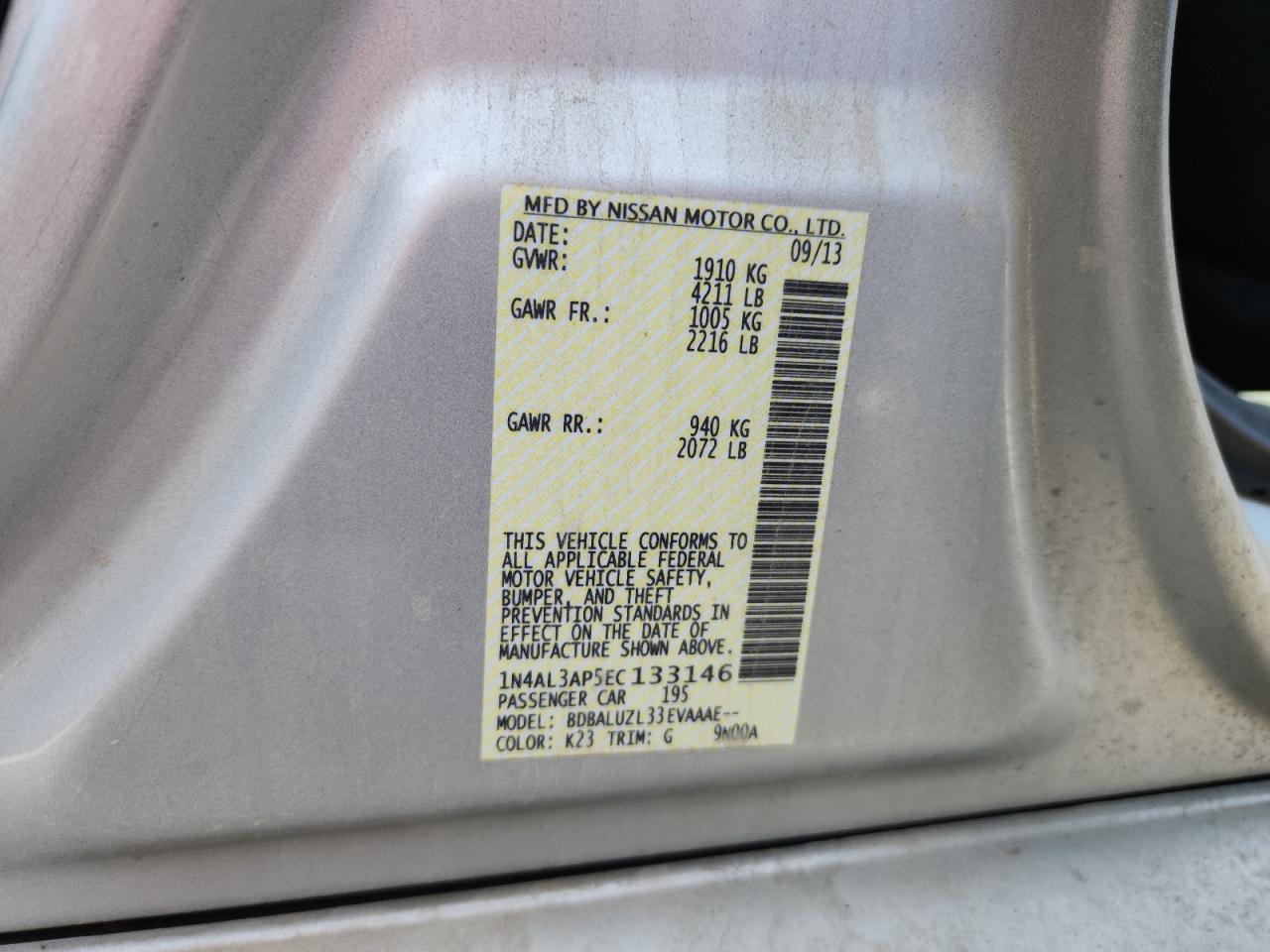 2014 NISSAN ALTIMA 2.5 photo 12