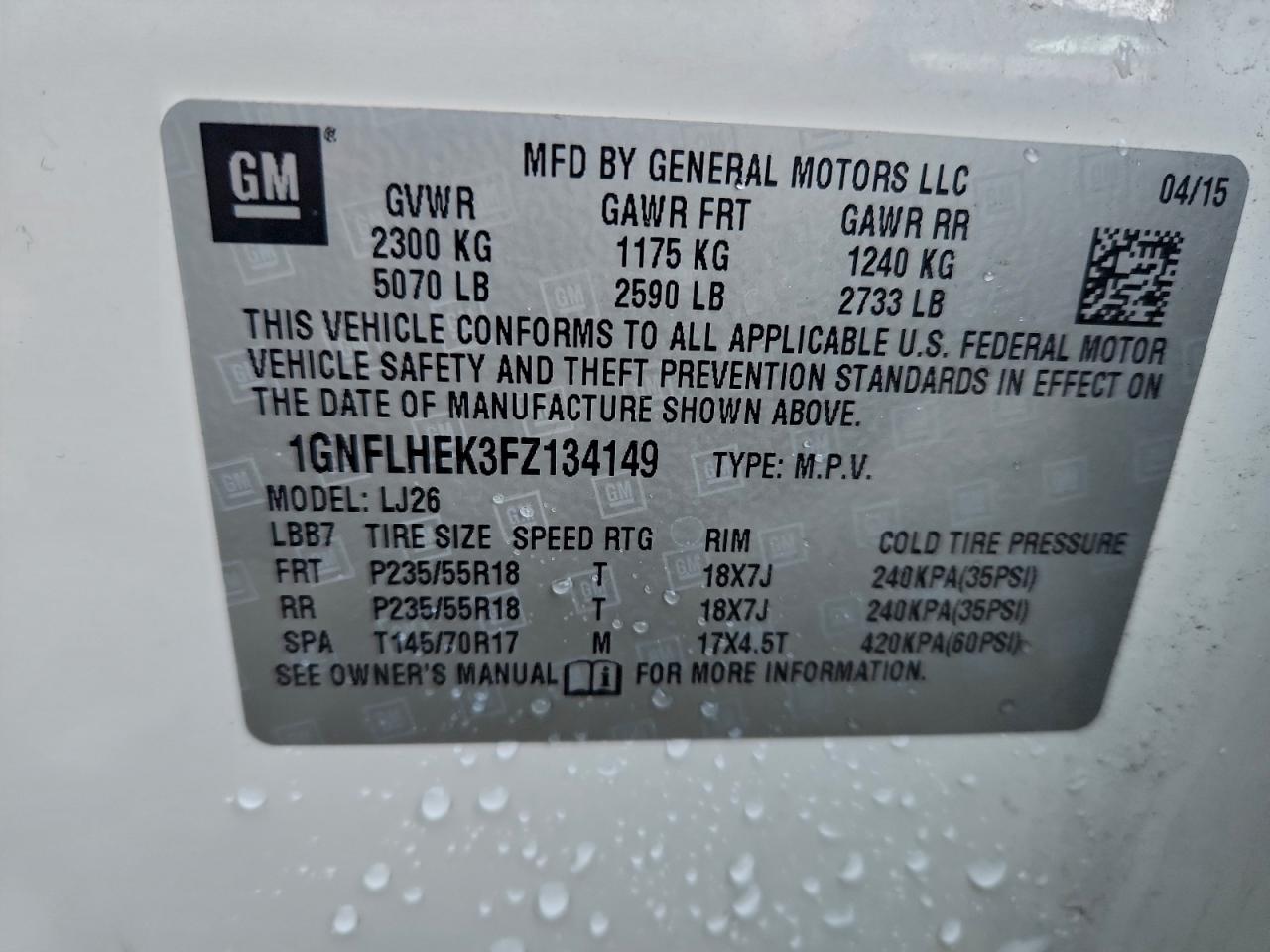 2015 CHEVROLET EQUINOX LTZ photo 13