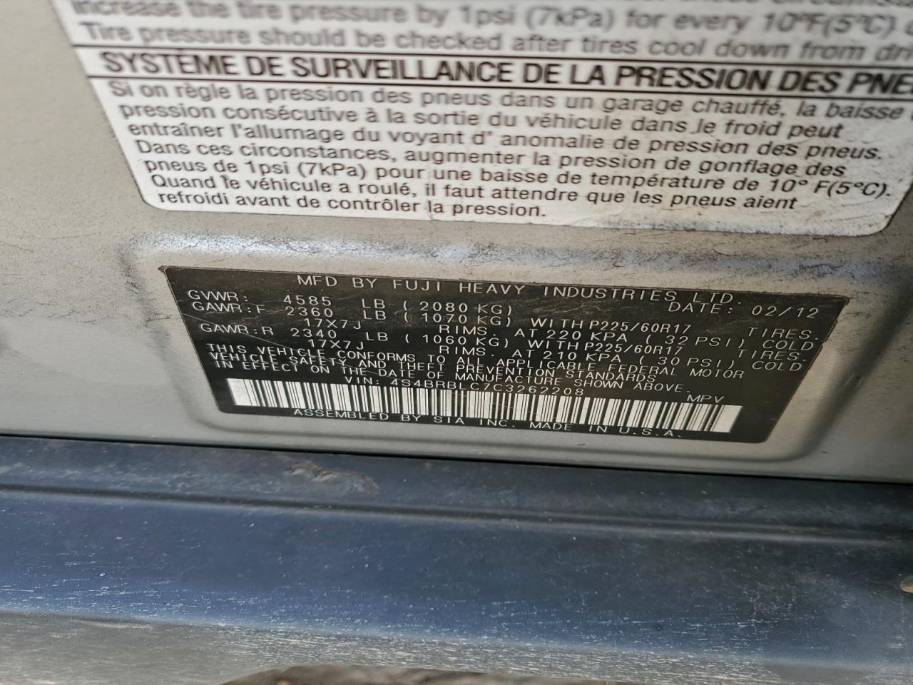 2012 SUBARU OUTBACK 2.5I LIMITED photo 37