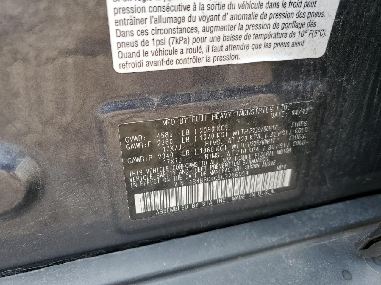 2012 SUBARU OUTBACK 2.5I LIMITED photo 23