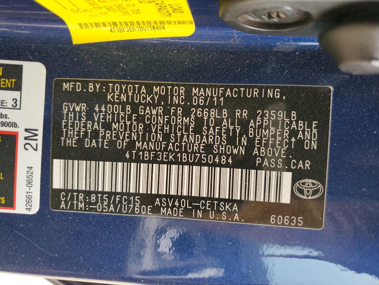 2011 TOYOTA CAMRY SE photo 45