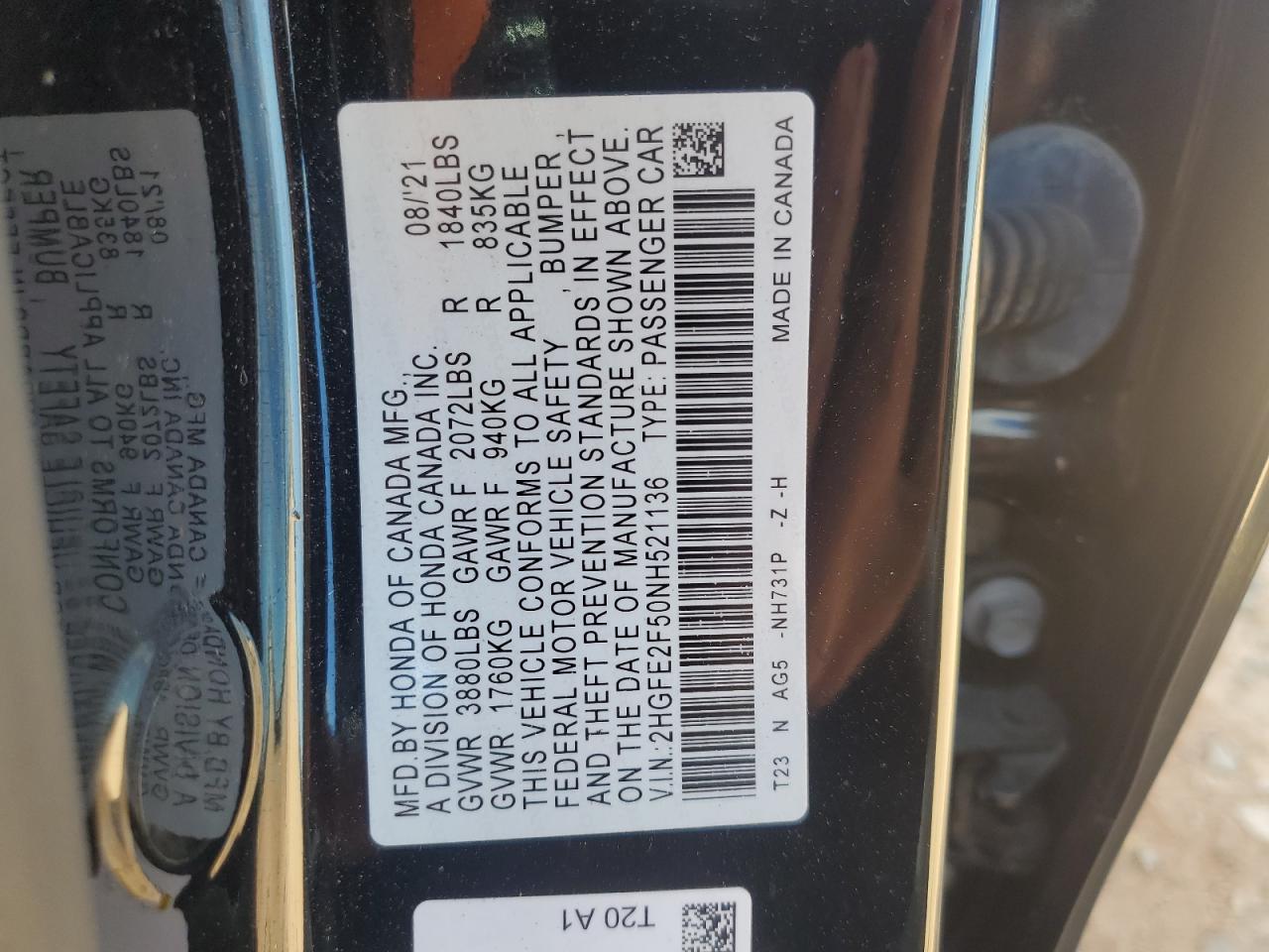 2022 HONDA CIVIC SPORT photo 23