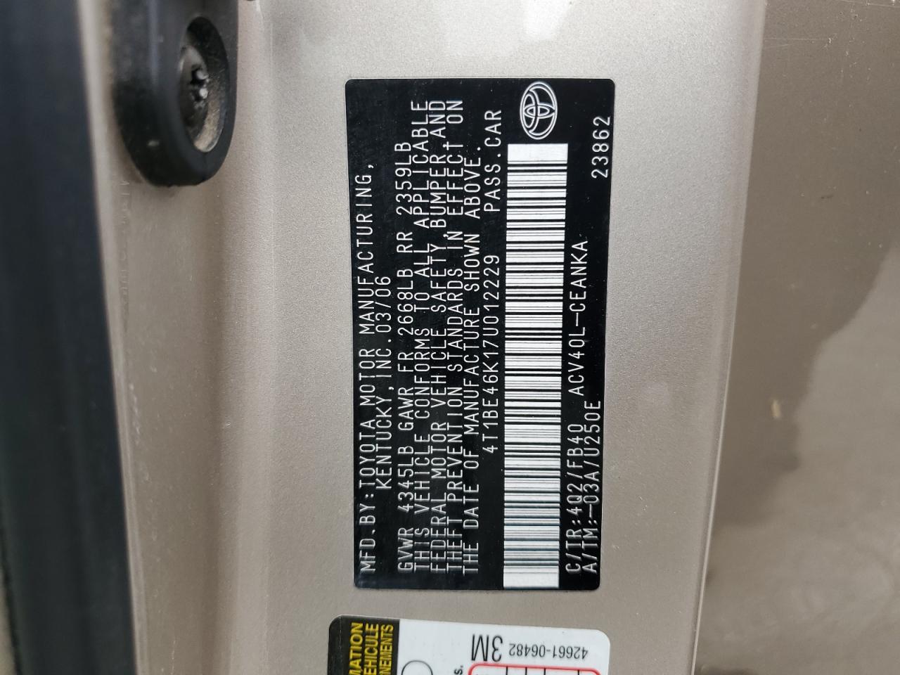 2007 TOYOTA CAMRY LE photo 25