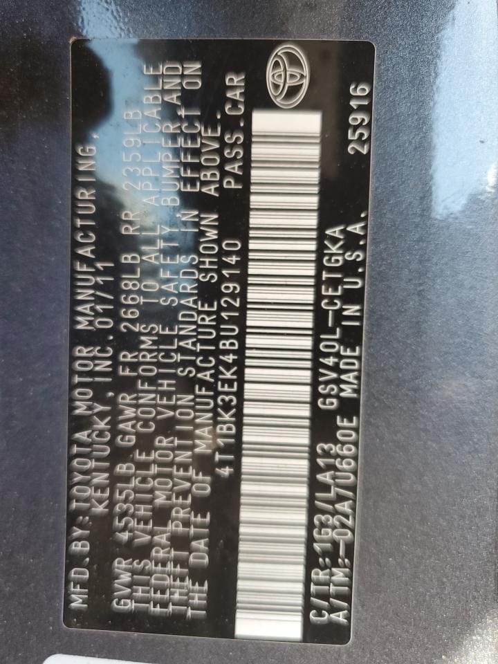 2011 TOYOTA CAMRY XLE V6 photo 12