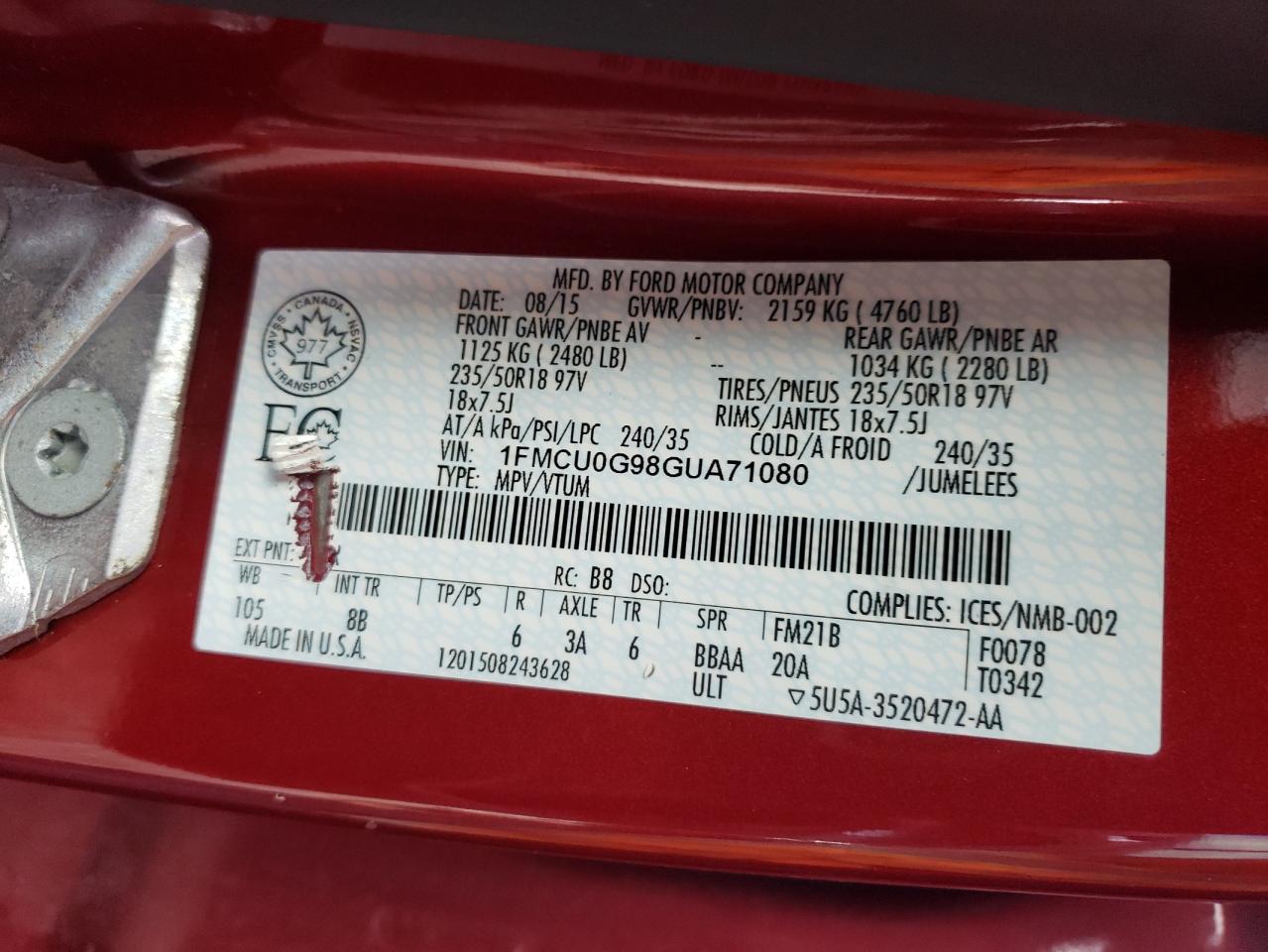 2016 FORD ESCAPE SE photo 25