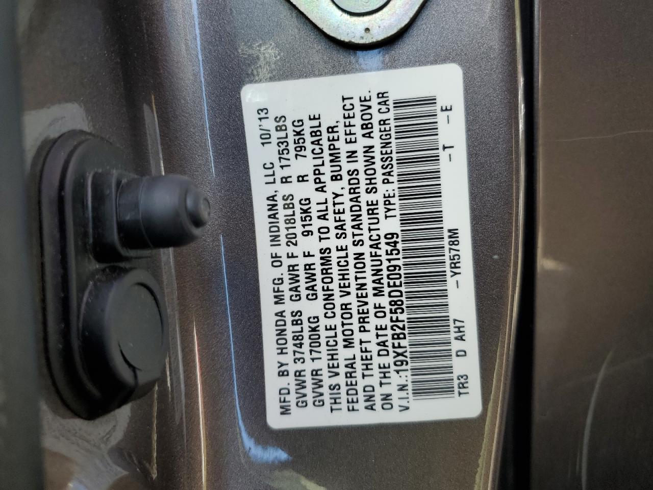 2013 HONDA CIVIC LX photo 23